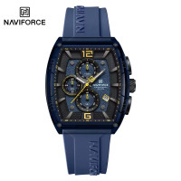NAVIFORCE NF6101 Silicone Strap Casual Fashion Outdoor Sports Luminous Chronograph Dial Quartz Watch For Men - Black & Navy Blue
